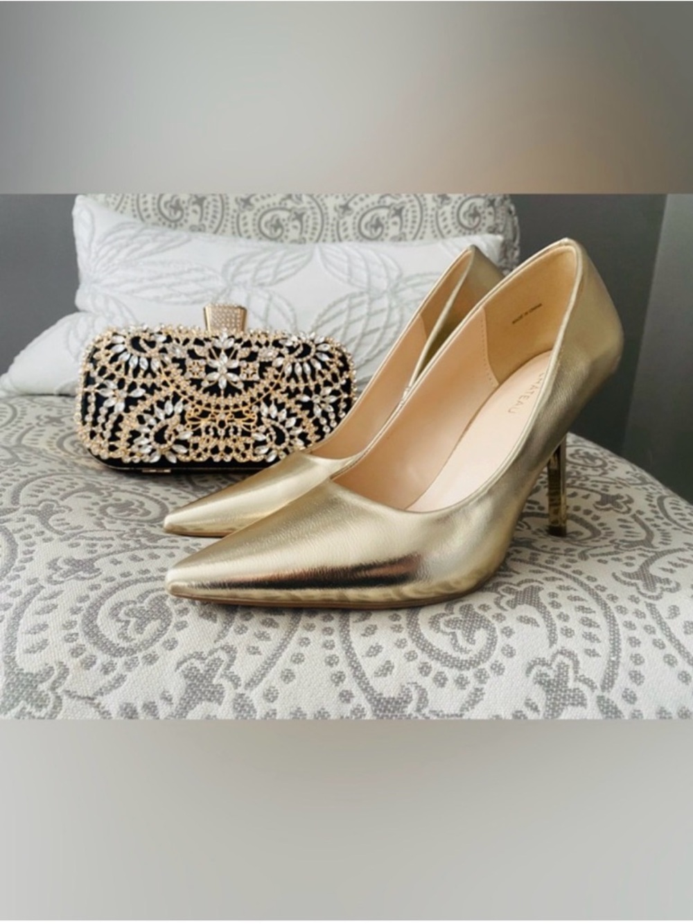 Gold Pointed-Toe Stiletto Heels - Women